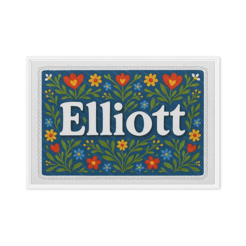 Elliott Name Art - Floral Farmhouse personalized wall print for kids