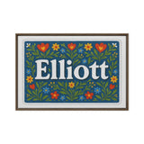 Elliott Name Art - Floral Farmhouse personalized wall print for kids