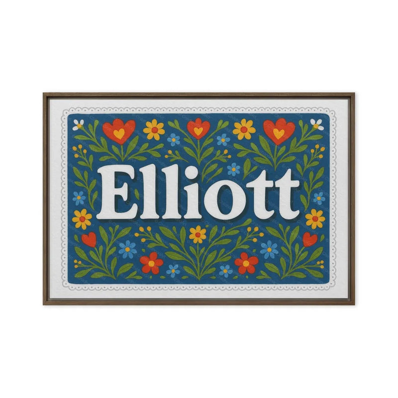 Elliott Name Art - Floral Farmhouse personalized wall print for kids