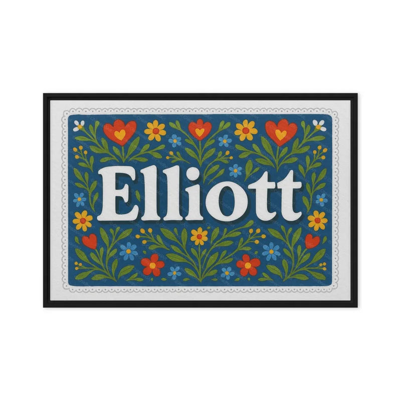 Elliott Name Art - Floral Farmhouse personalized wall print for kids
