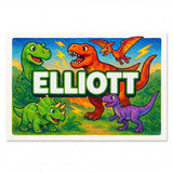 Elliott Name Art - Dinosaur Adventure personalized wall print for kids
