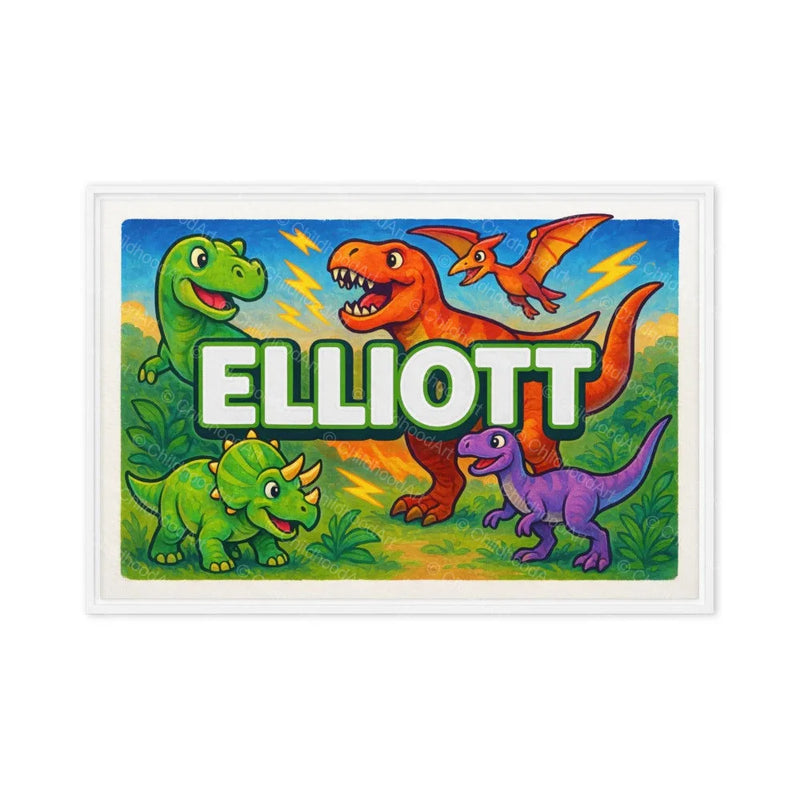 Elliott Name Art - Dinosaur Adventure personalized wall print for kids