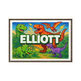 Elliott Name Art - Dinosaur Adventure personalized wall print for kids