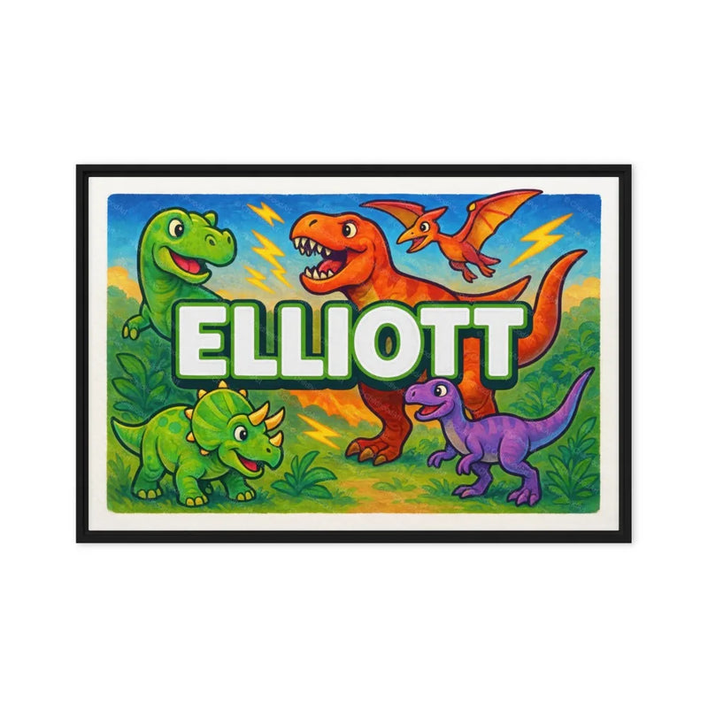 Elliott Name Art - Dinosaur Adventure personalized wall print for kids