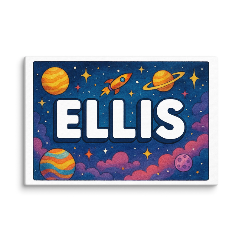 Ellis Name Art - Space Explorers personalized wall print for kids