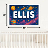 Ellis Name Art - Space Explorers personalized wall print for kids