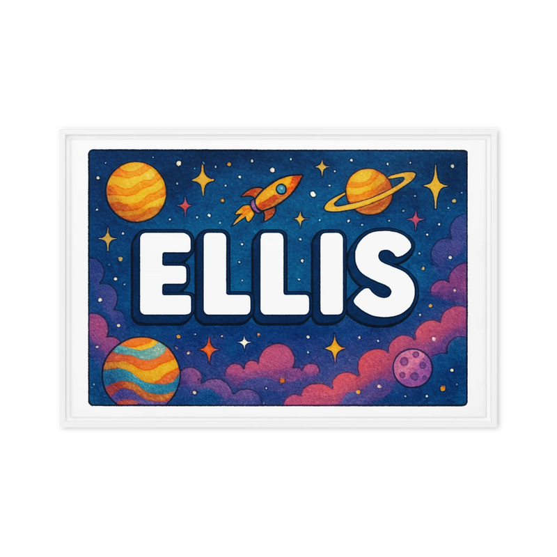 Ellis Name Art - Space Explorers personalized wall print for kids