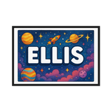 Ellis Name Art - Space Explorers personalized wall print for kids