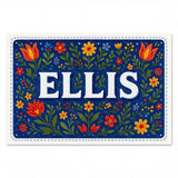 Ellis Name Art - Floral Farmhouse personalized wall print for kids