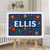 Ellis Name Art - Floral Farmhouse personalized wall print for kids