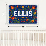 Ellis Name Art - Floral Farmhouse personalized wall print for kids