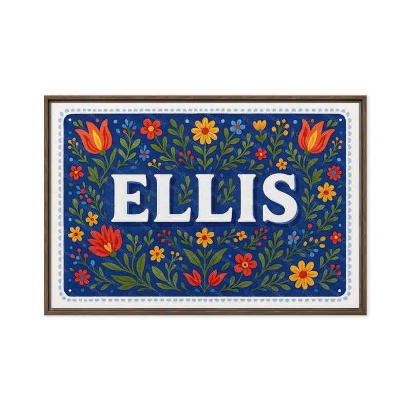 Ellis Name Art - Floral Farmhouse personalized wall print for kids