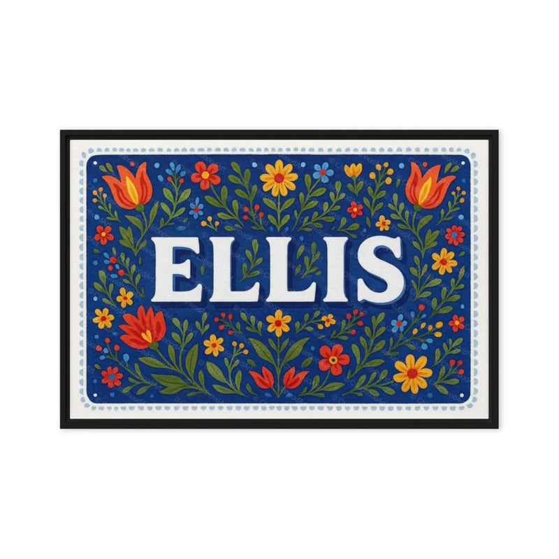 Ellis Name Art - Floral Farmhouse personalized wall print for kids