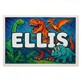 Ellis Name Art - Dinosaur Adventure personalized wall print for kids