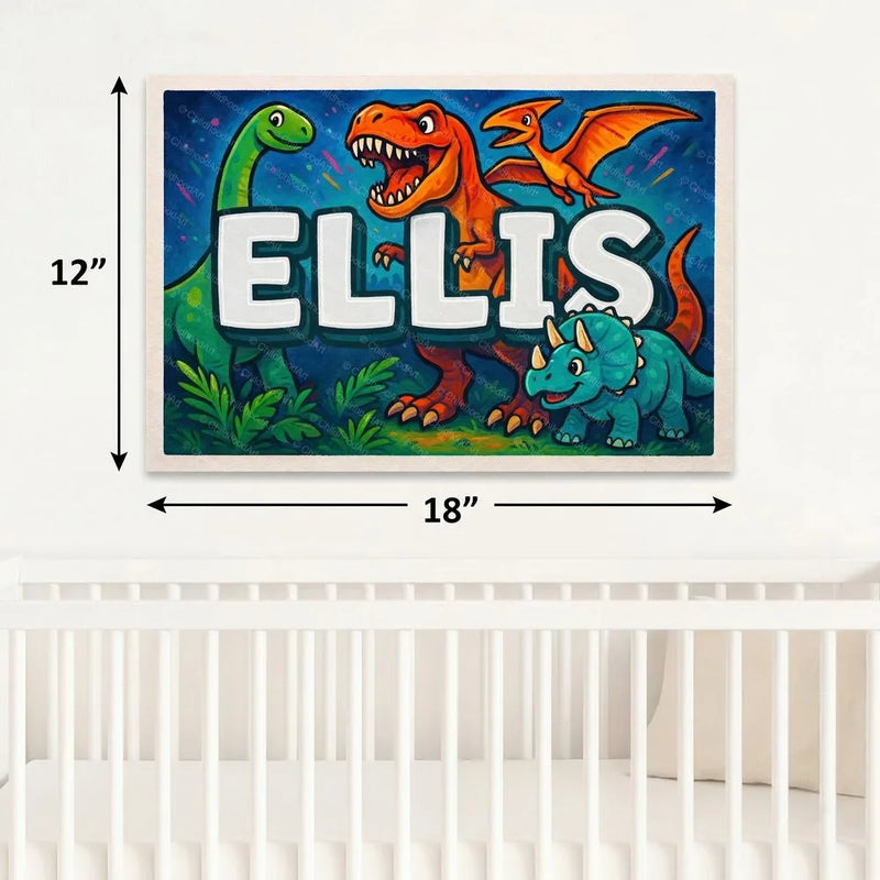 Ellis Name Art - Dinosaur Adventure personalized wall print for kids