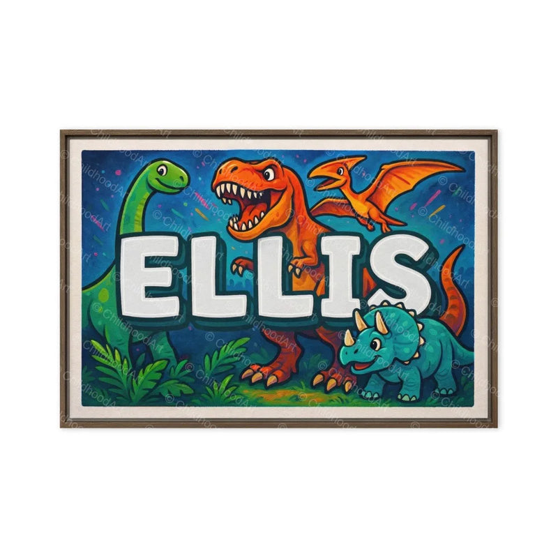 Ellis Name Art - Dinosaur Adventure personalized wall print for kids