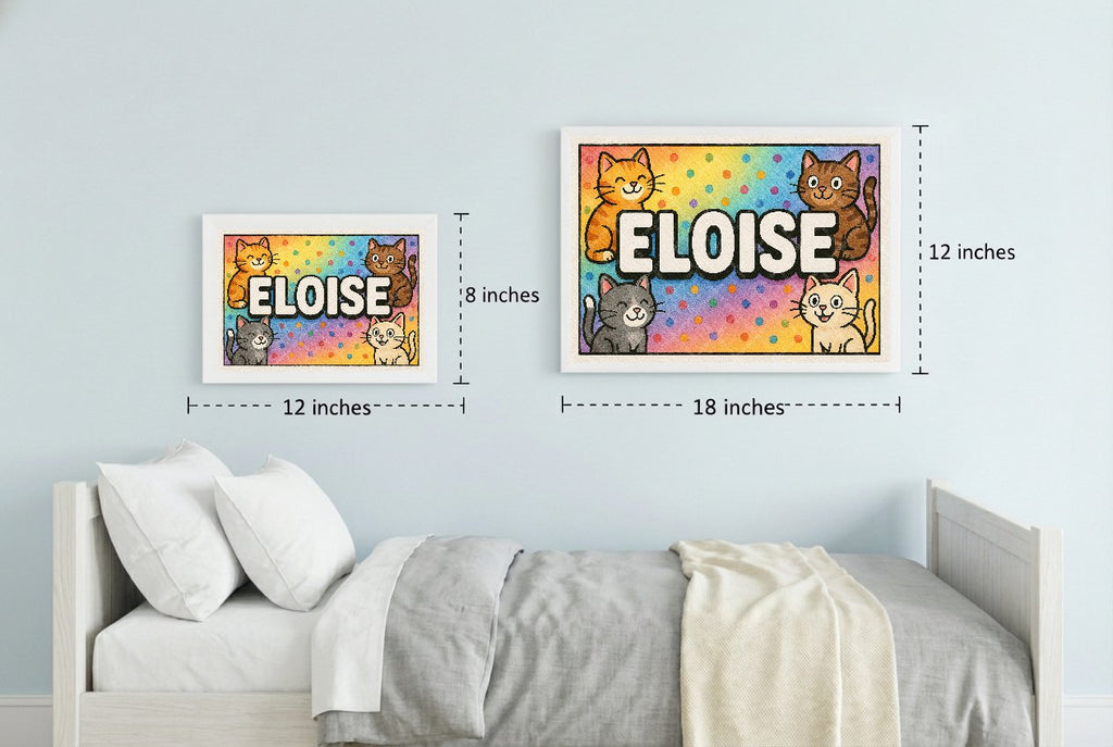Personalized cat nursery art for kids – Eloise name print