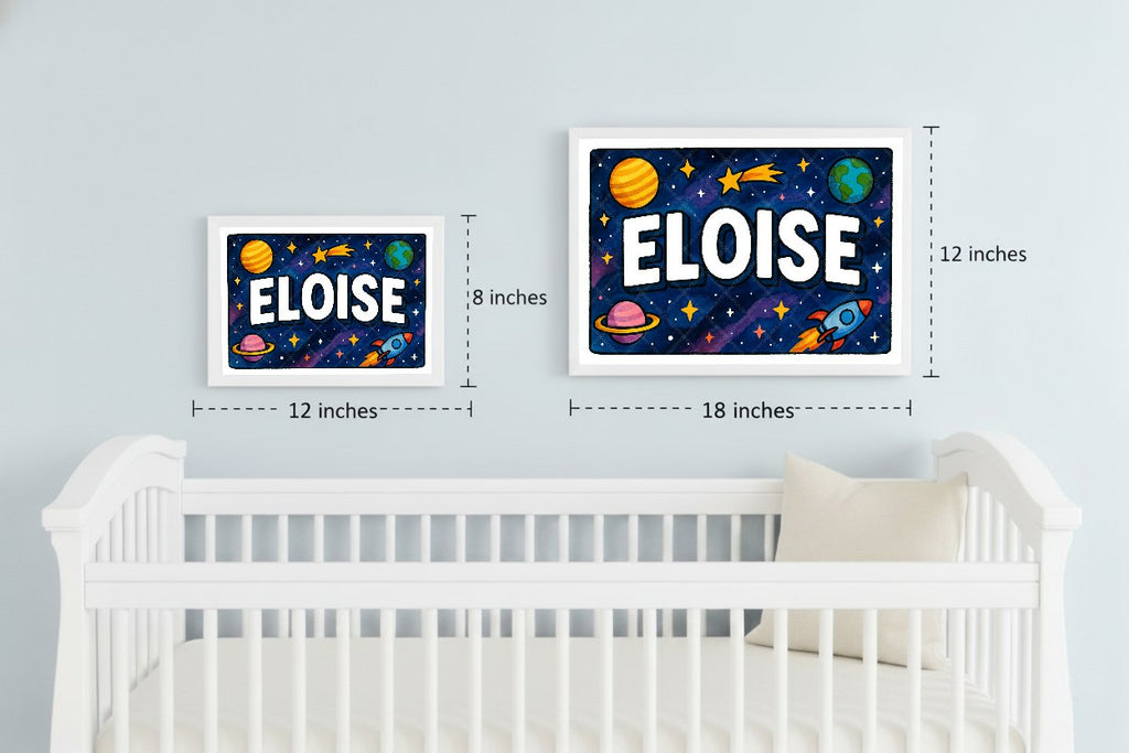Personalized space nursery art for kids – Eloise name print