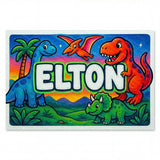 Elton Name Art - Dinosaur Adventure personalized wall print for kids