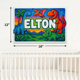 Elton Name Art - Dinosaur Adventure personalized wall print for kids