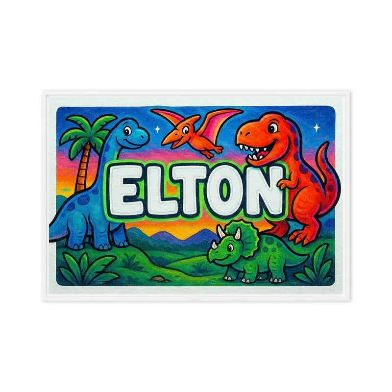 Elton Name Art - Dinosaur Adventure personalized wall print for kids