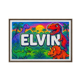 Elvin Name Art - Dinosaur Adventure personalized wall print for kids