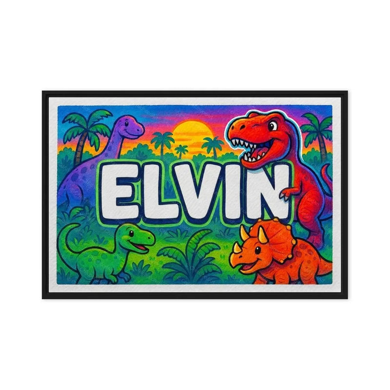 Elvin Name Art - Dinosaur Adventure personalized wall print for kids