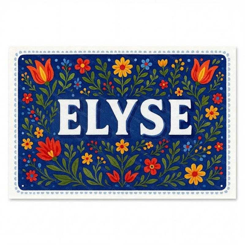 Elyse Name Art - Floral Farmhouse personalized wall print for kids