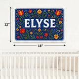 Elyse Name Art - Floral Farmhouse personalized wall print for kids