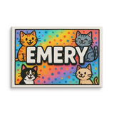 Emery Name Art - Colorful Cats personalized wall print for kids