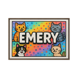 Emery Name Art - Colorful Cats personalized wall print for kids