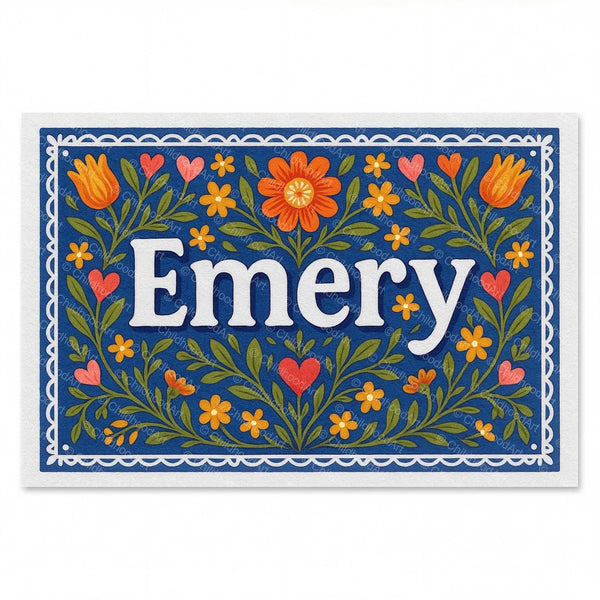Emery Floral Farmhouse Name Art