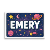 Emery Name Art - Space Explorers personalized wall print for kids