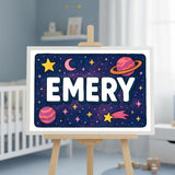 Emery Name Art - Space Explorers personalized wall print for kids
