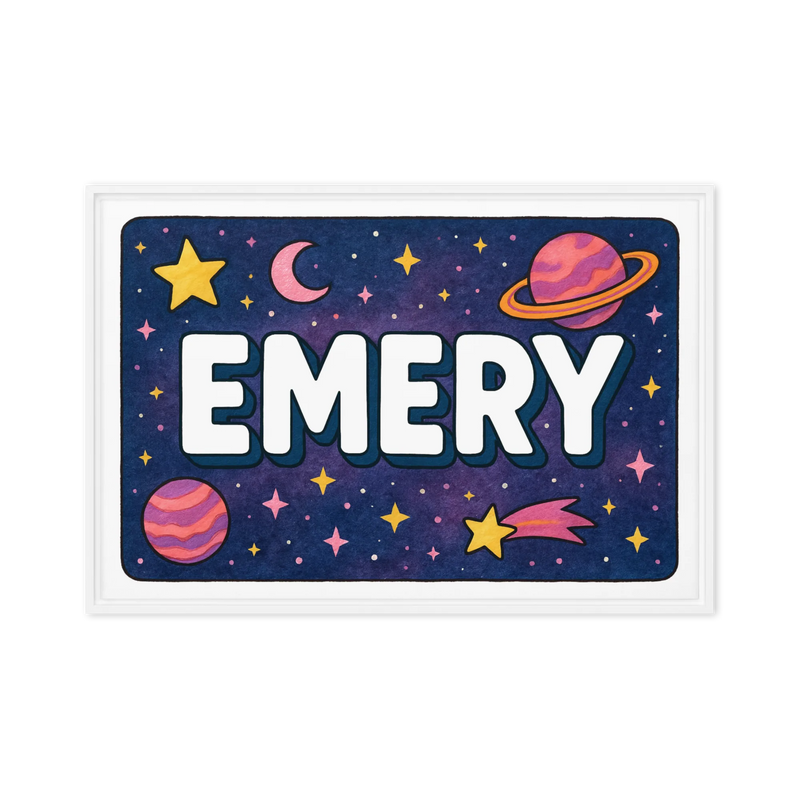 Emery Name Art - Space Explorers personalized wall print for kids