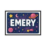 Emery Name Art - Space Explorers personalized wall print for kids