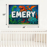 Emery Name Art - Dinosaur Adventure personalized wall print for kids