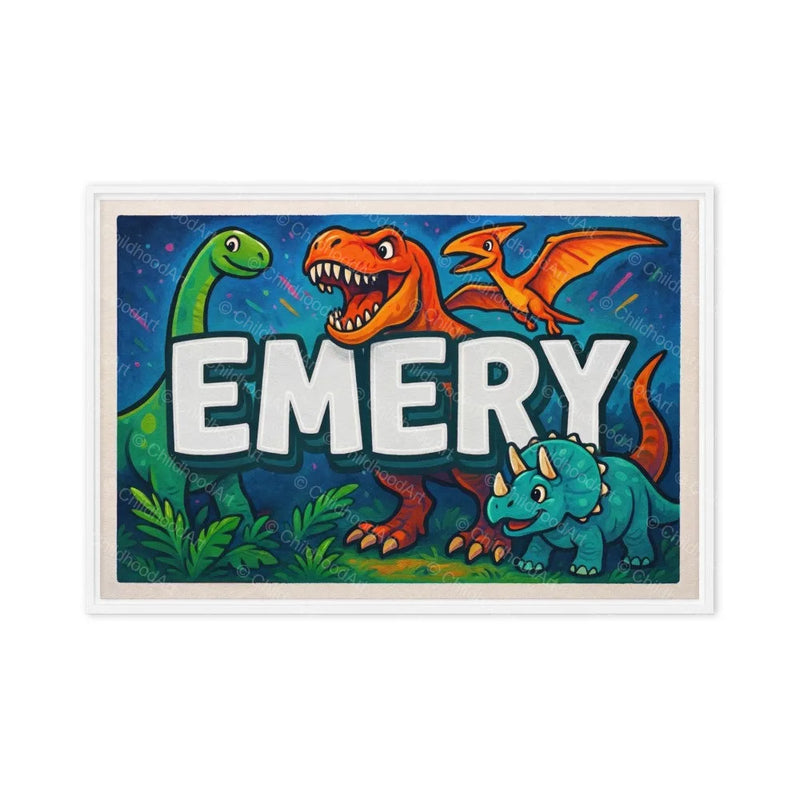 Emery Name Art - Dinosaur Adventure personalized wall print for kids