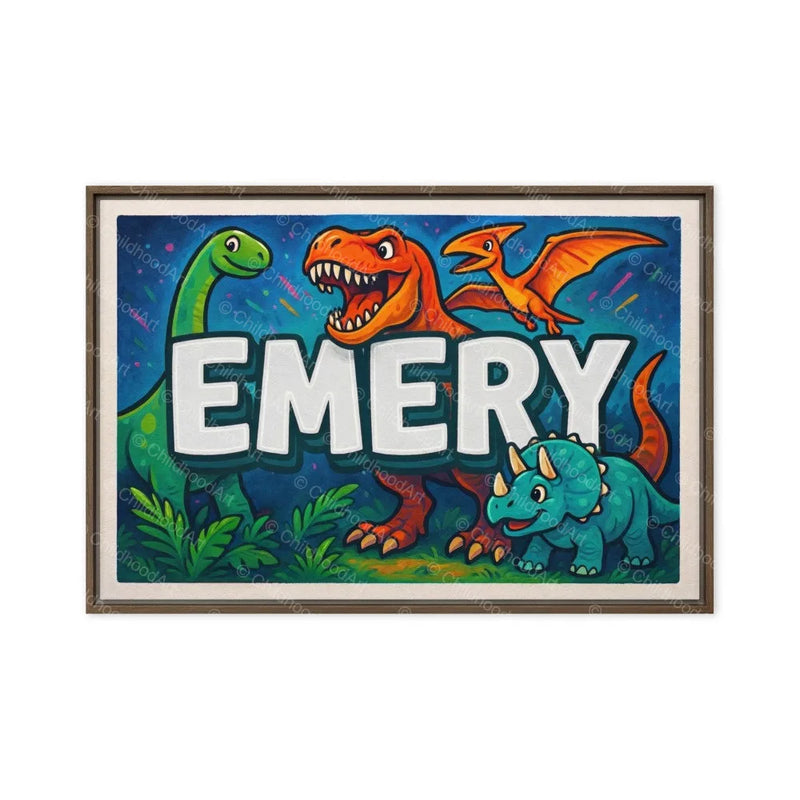 Emery Name Art - Dinosaur Adventure personalized wall print for kids