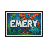 Emery Name Art - Dinosaur Adventure personalized wall print for kids