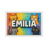 Emilia Name Art - Colorful Cats personalized wall print for kids