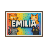Emilia Name Art - Colorful Cats personalized wall print for kids