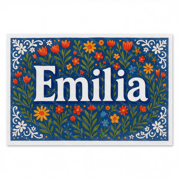 Emilia Floral Farmhouse Name Art