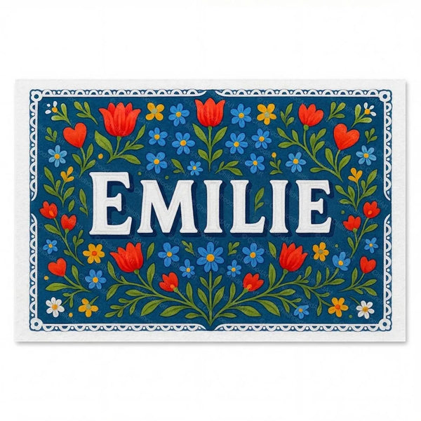 Personalized Emilie name art print in the Floral farmhouse style