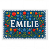 Emilie Name Art - Floral Farmhouse personalized wall print for kids