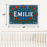 Emilie Name Art - Floral Farmhouse personalized wall print for kids