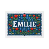 Emilie Name Art - Floral Farmhouse personalized wall print for kids