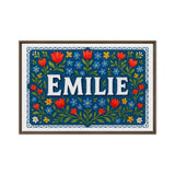 Emilie Name Art - Floral Farmhouse personalized wall print for kids