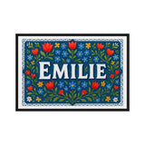 Emilie Name Art - Floral Farmhouse personalized wall print for kids