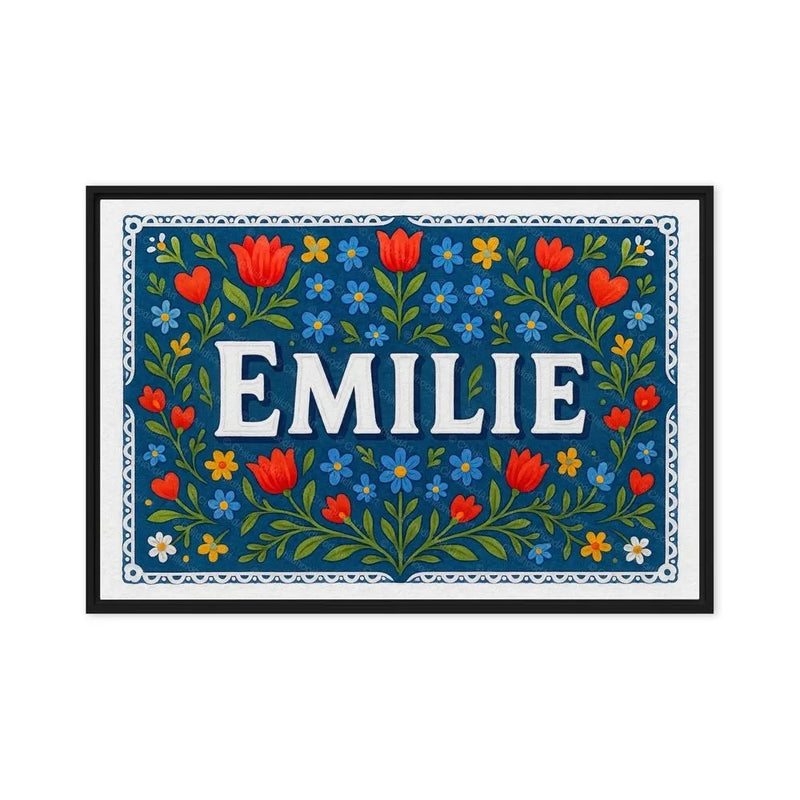 Emilie Name Art - Floral Farmhouse personalized wall print for kids